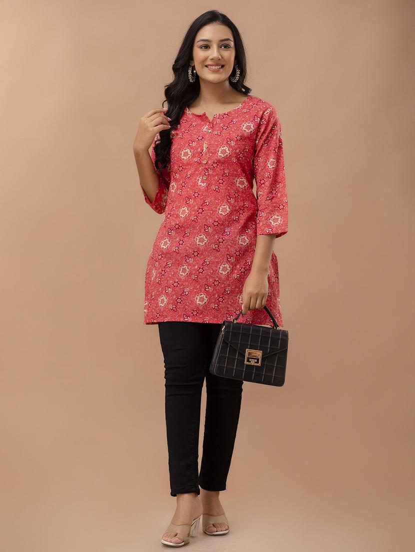 women printed three quarter sleeve straight kurti - 21966184 - Standard Image - 4