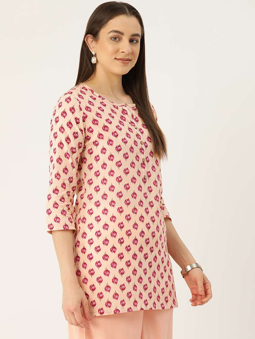 women three quarter sleeve straight kurti - 21966196 -  Standard Image - 1