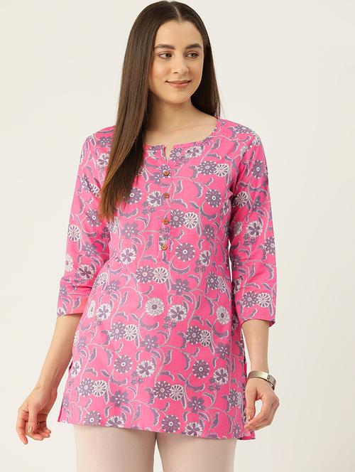 women three quarter sleeve straight kurti - 21966198 - Standard Image - 0