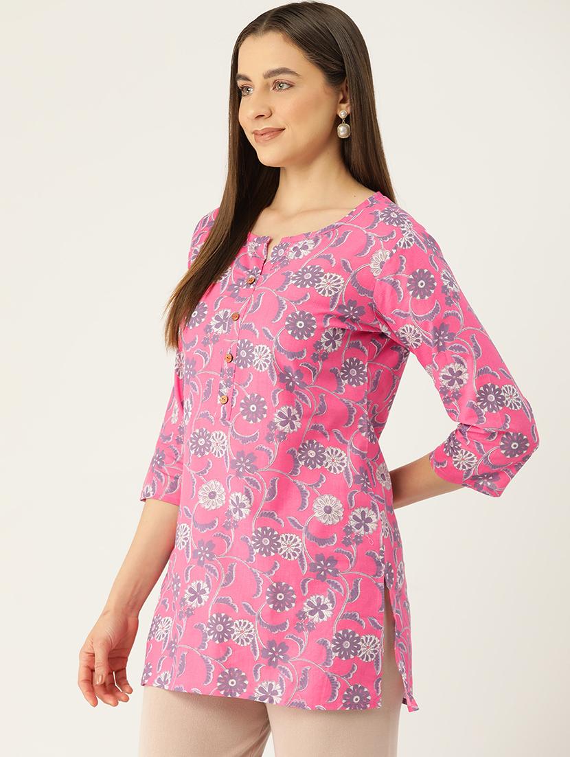 women three quarter sleeve straight kurti - 21966198 - Standard Image - 1