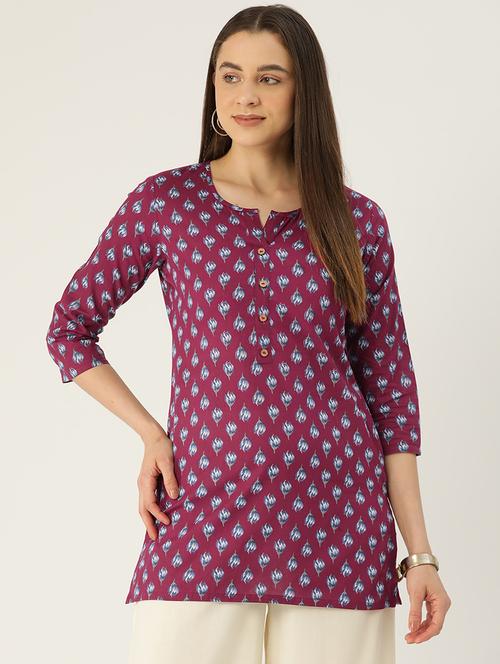 women three quarter sleeve straight kurti - 21966201 - Standard Image - 0