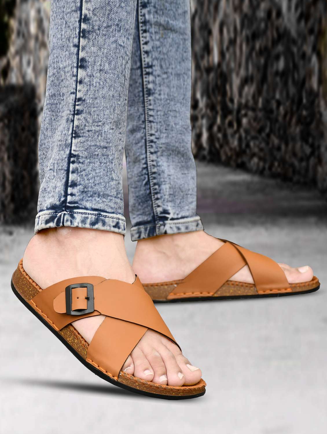 men solid slip on sandal - 21966214 -  Standard Image - 1