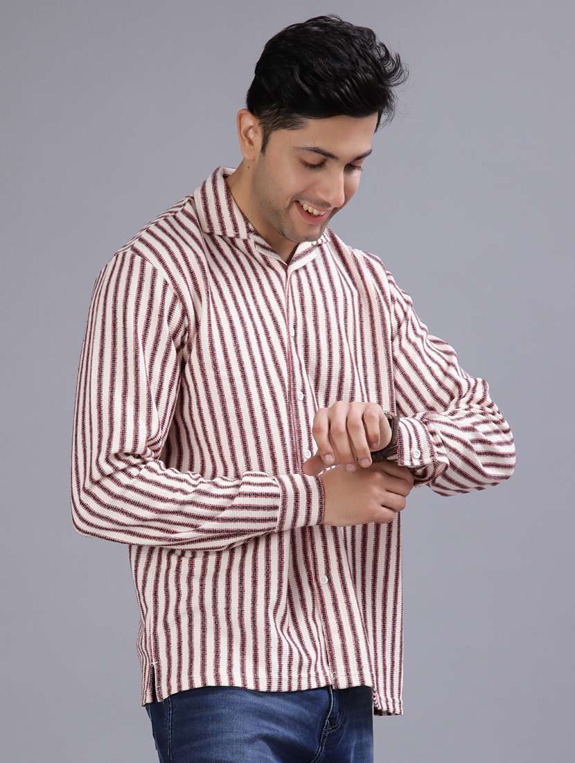 men striped long sleeve regular fit casual shirt - 21966239 -  Standard Image - 1