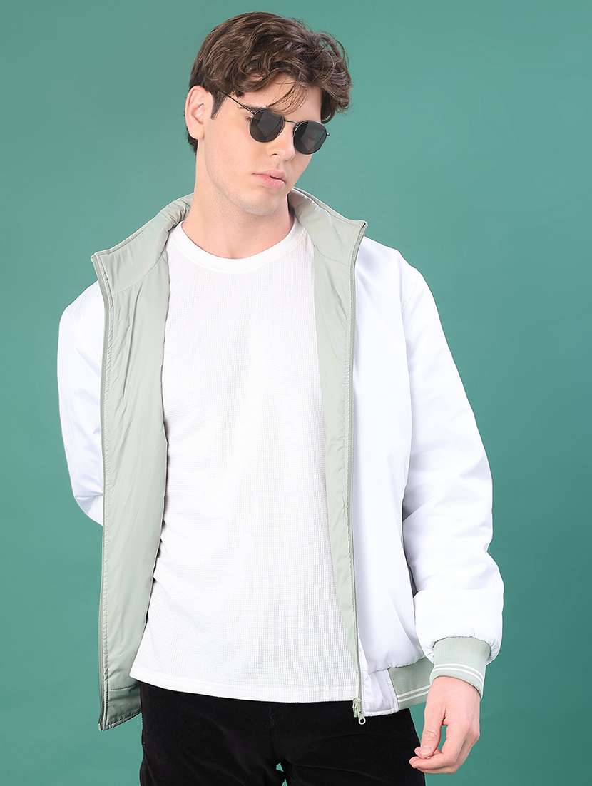 men solid long sleeve regualr fit casual jacket