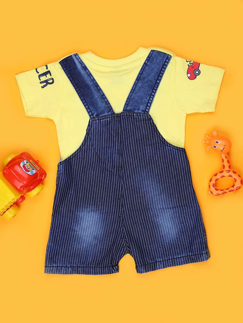 boys striped t-shirt & dungaree casual wear set - 21966375 -  Standard Image - 1