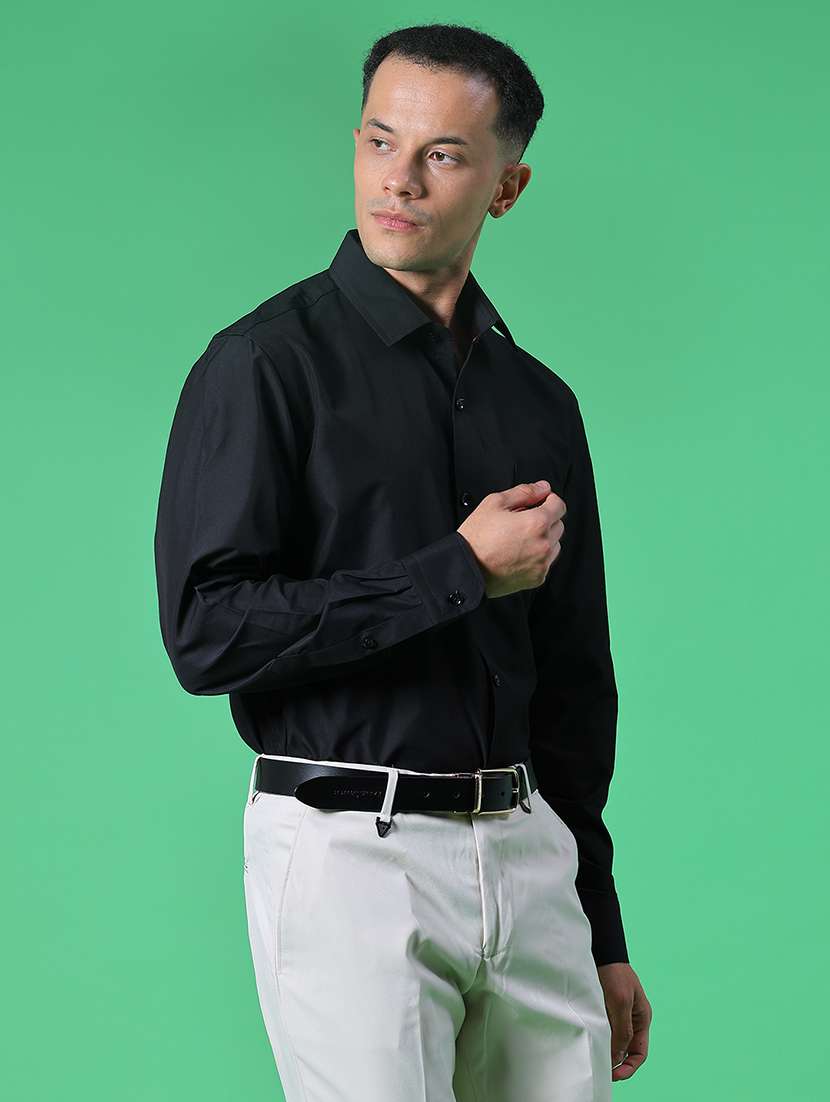 men solid collared long sleeve shirt - 21966406 -  Standard Image - 1