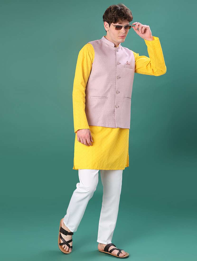 men self design mandarin neck regular fit nehru jacket - 21966421 -  Standard Image - 4