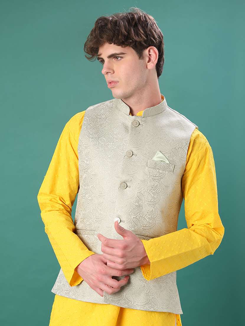 men self design mandarin neck regular fit nehru jacket - 21966423 -  Standard Image - 1