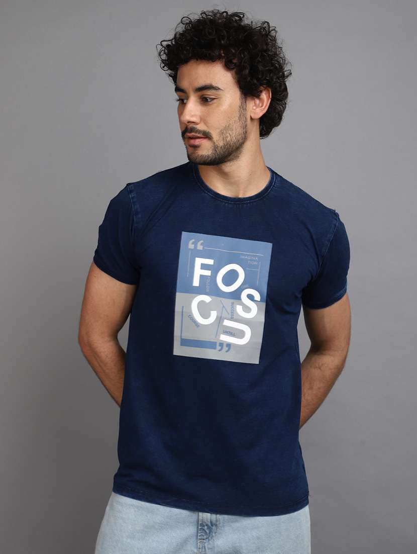 men front print round neck regular fit t-shirt - 21966442 -  Standard Image - 1