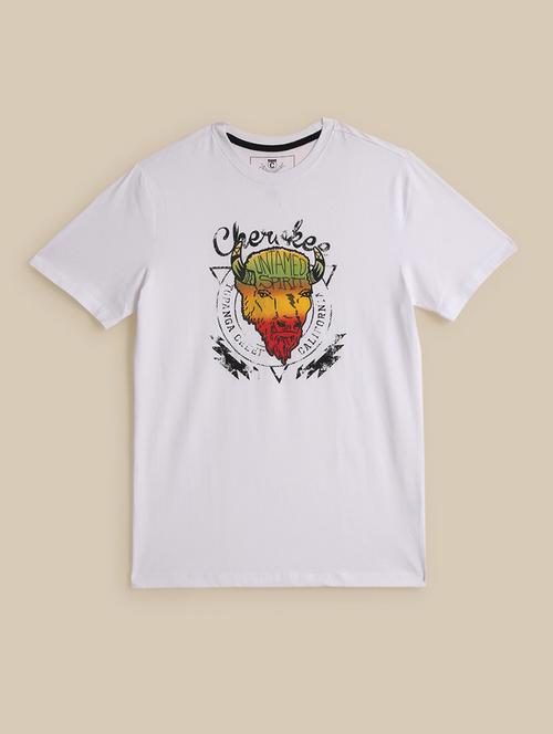 men front print round neck regular fit t-shirt - 21966458 -  Standard Image - 0