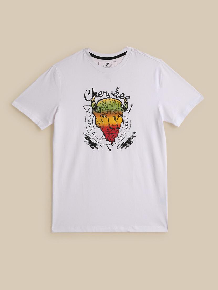 men front print round neck regular fit t-shirt - 21966458 -  Zoom Image - 0