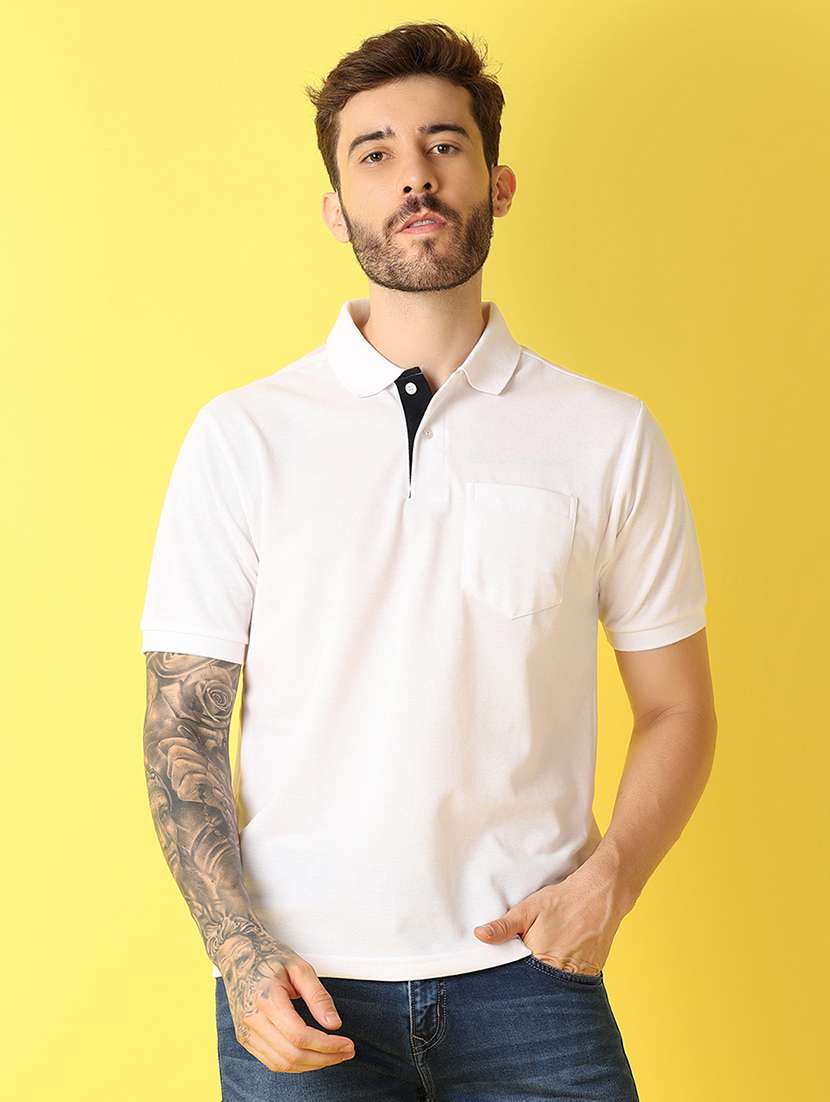 men solid short sleeve regular fit polo t-shirt - 21966518 -  Standard Image - 1