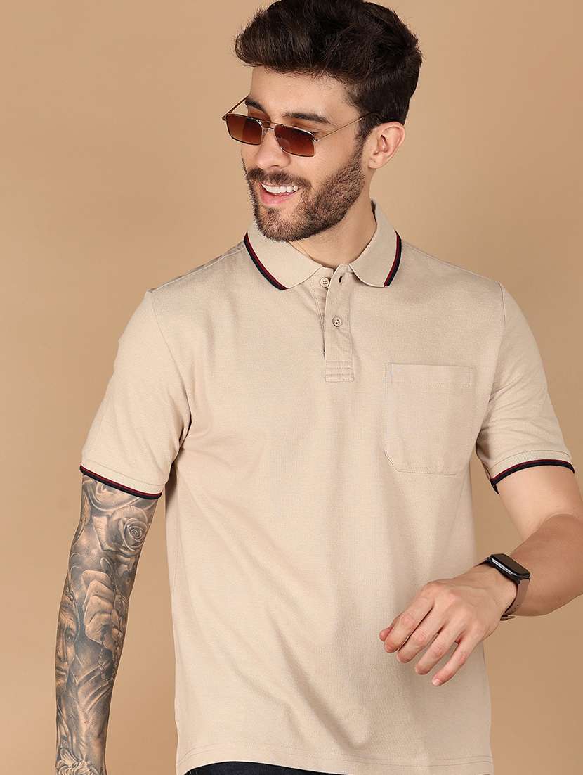 men solid short sleeve regular fit polo t-shirt