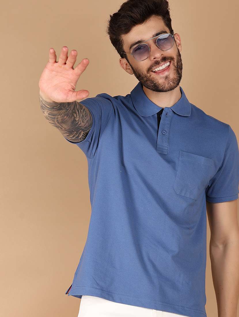 men solid short sleeve regular fit polo t-shirt