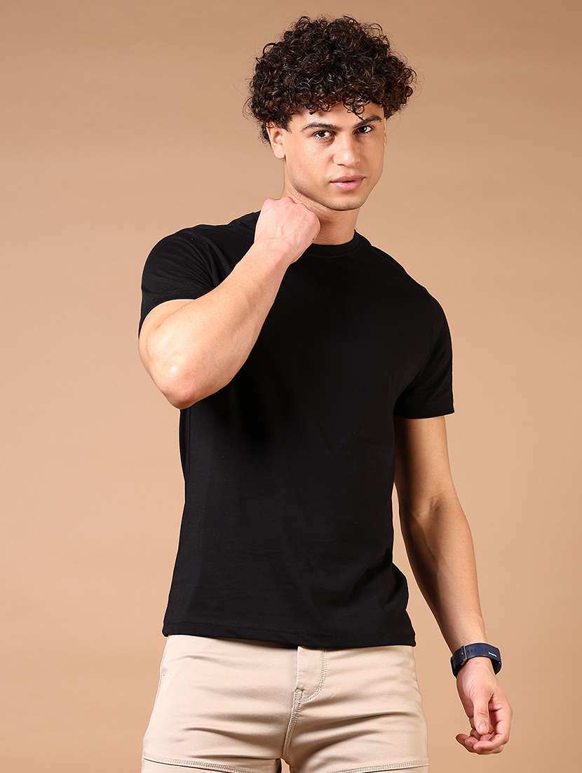 men solid round neck regular fit t-shirt - 21966549 - Standard Image - 1