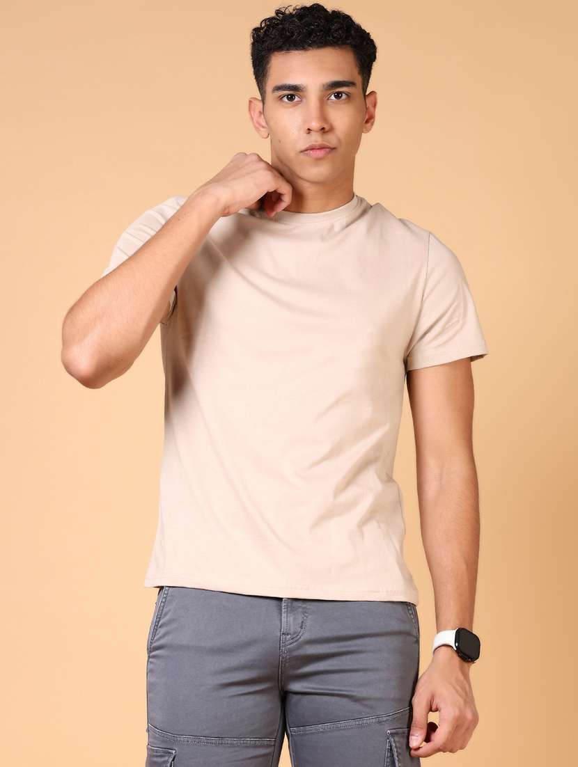 men solid round neck regular fit t-shirt - 21966555 - Standard Image - 1
