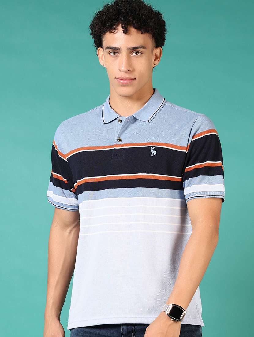 men striped short sleeve regular fit polo t-shirt - 21966566 -  Standard Image - 1