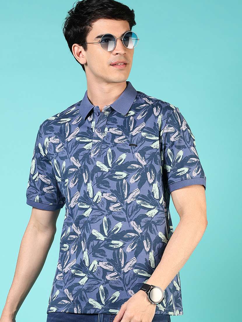 men printed short sleeve regular fit polo t-shirt