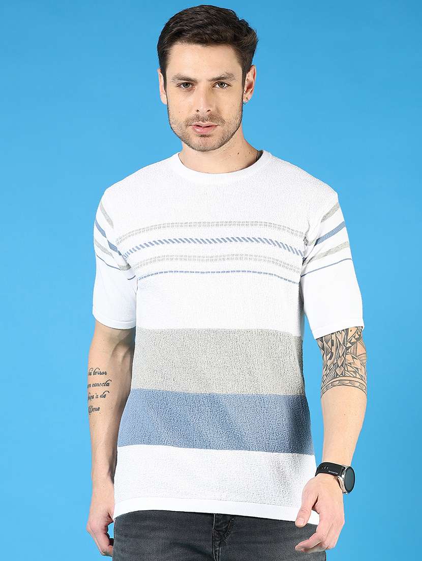 men striped short sleeve regular fit t-shirt - 21966579 - Standard Image - 1