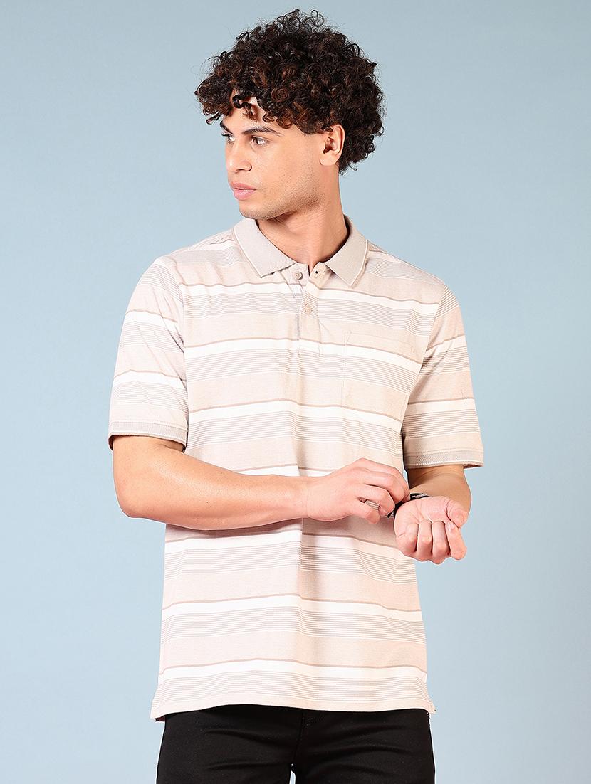 men striped short sleeve regular fit polo t-shirt - 21966591 - Standard Image - 1