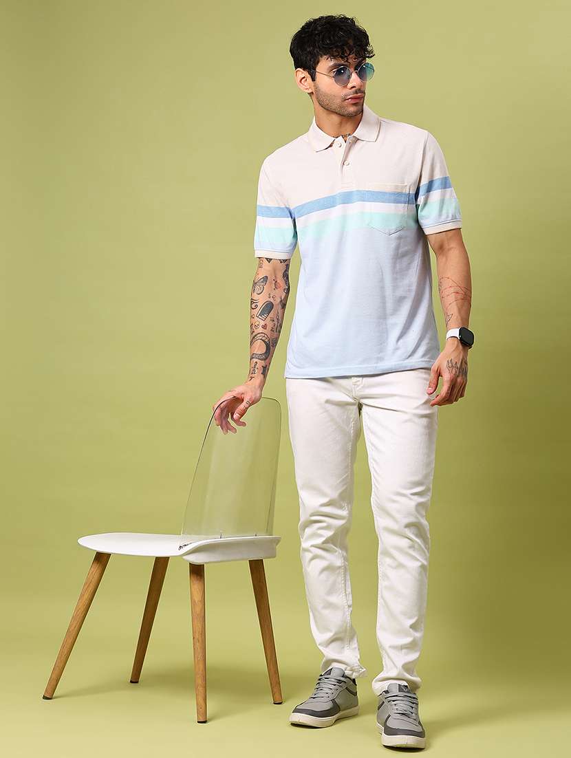 men striped short sleeve regular fit polo t-shirt - 21966595 - Standard Image - 4