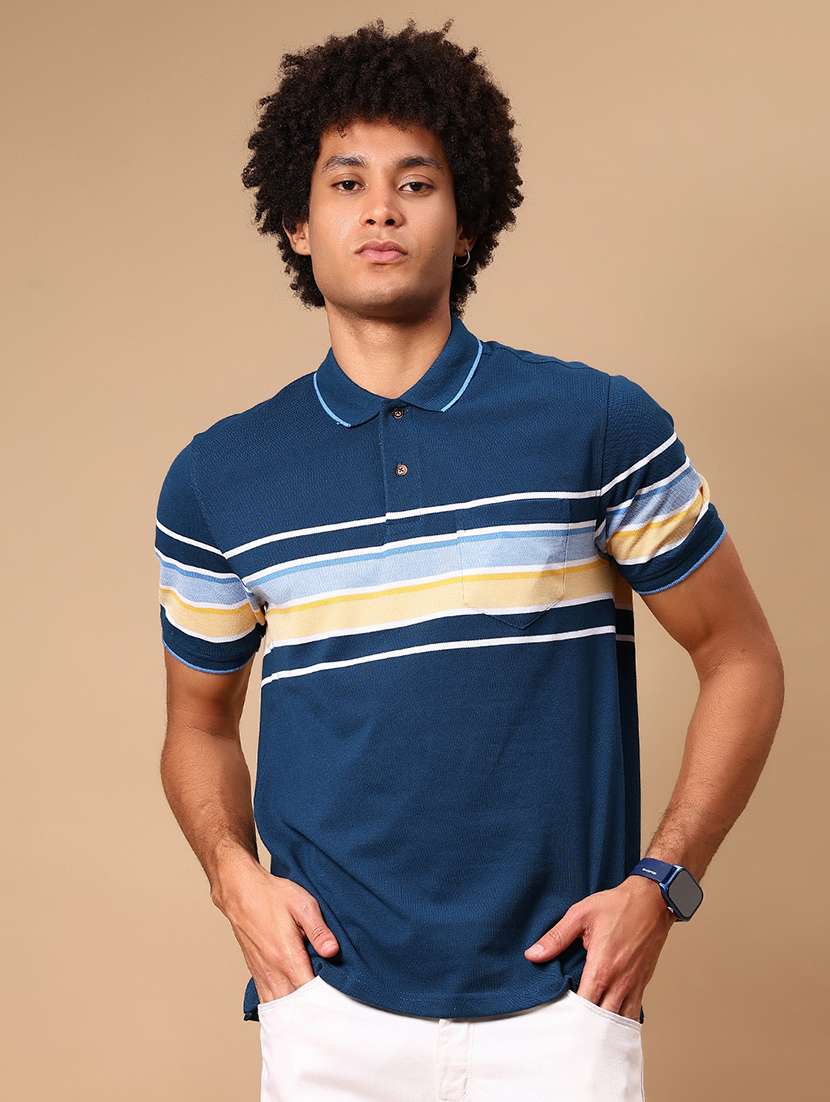 men striped short sleeve regular fit polo t-shirt - 21966596 -  Standard Image - 1