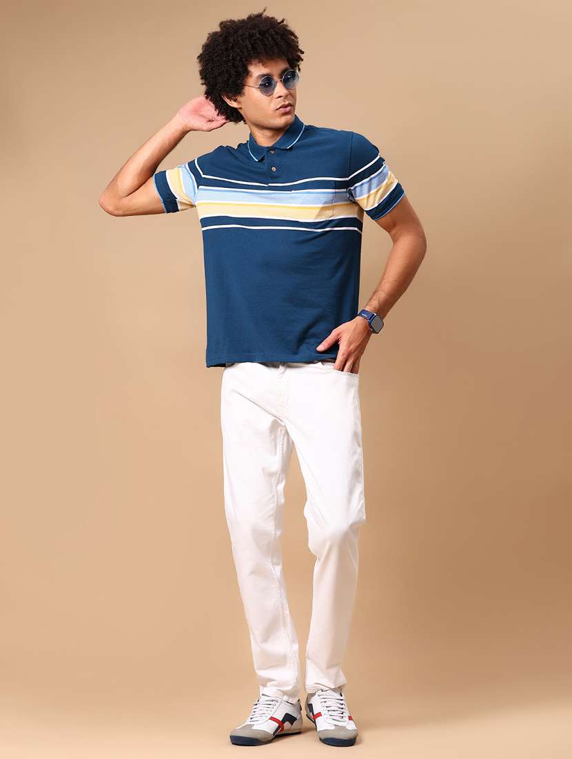 men striped short sleeve regular fit polo t-shirt - 21966596 -  Standard Image - 4