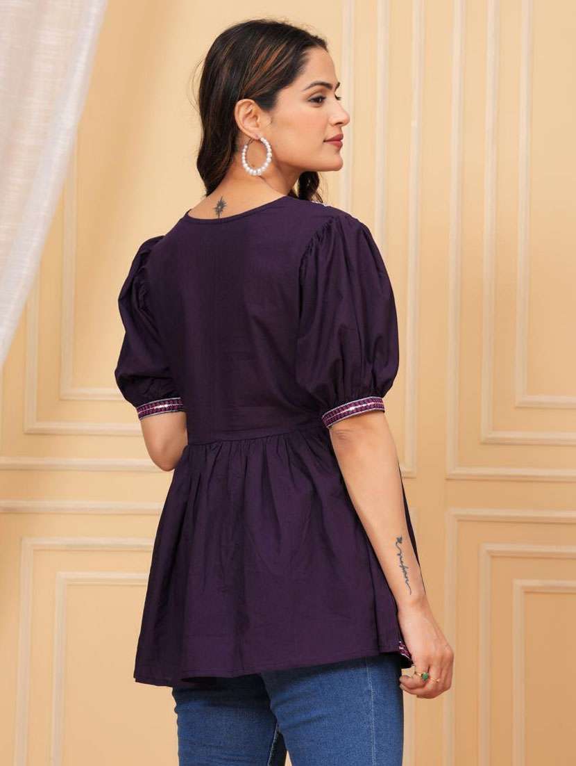 women embroidered puff sleeve ethnic top - 21966654 -  Standard Image - 1