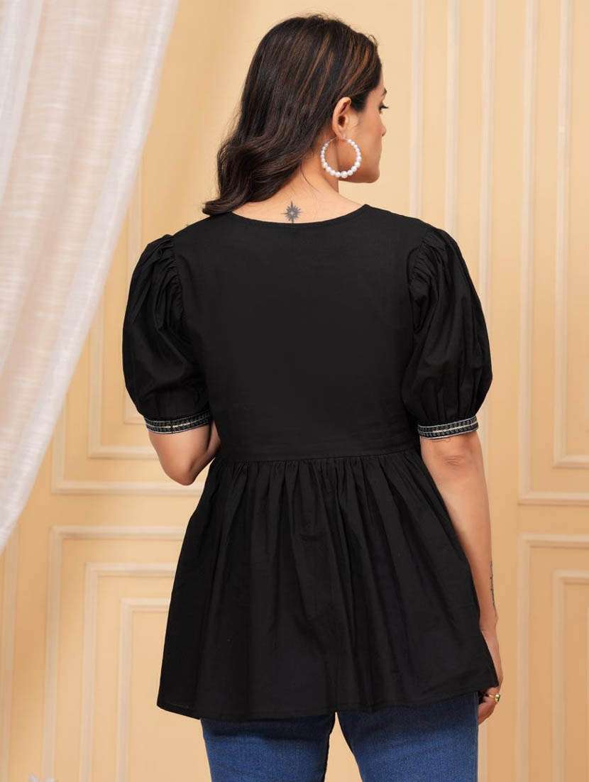 women embroidered puff sleeve ethnic top - 21966656 -  Standard Image - 1