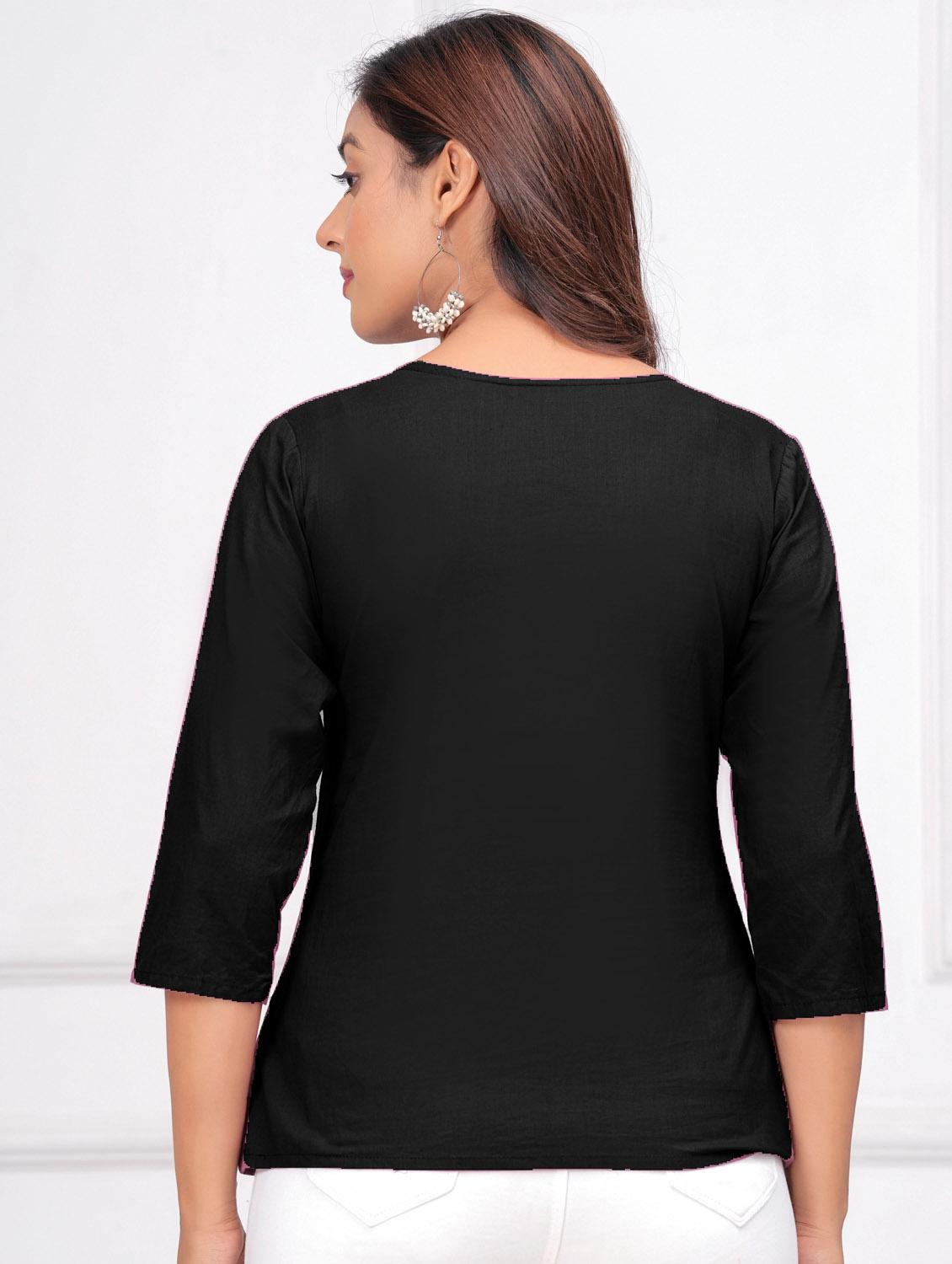 women three quarter sleeve straight kurti - 21966660 - Standard Image - 1
