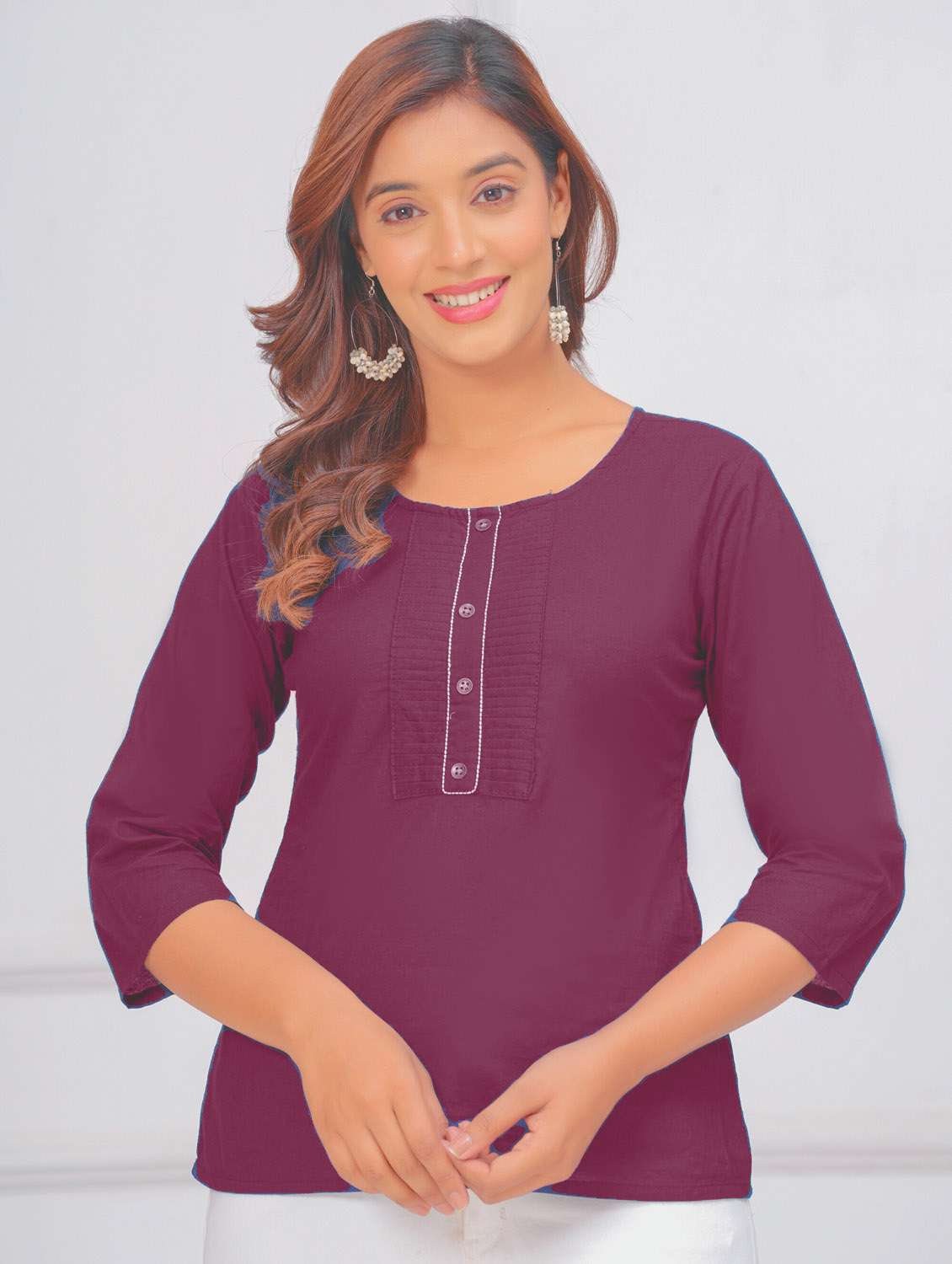 women three quarter sleeve straight kurti