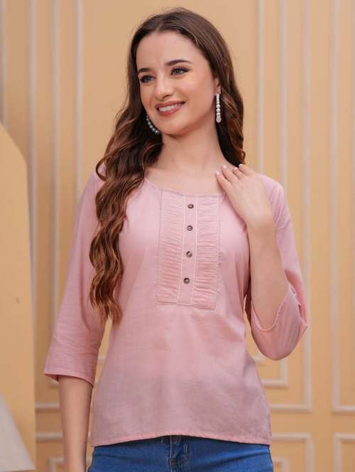women three quarter sleeve straight kurti - 21966664 -  Standard Image - 0