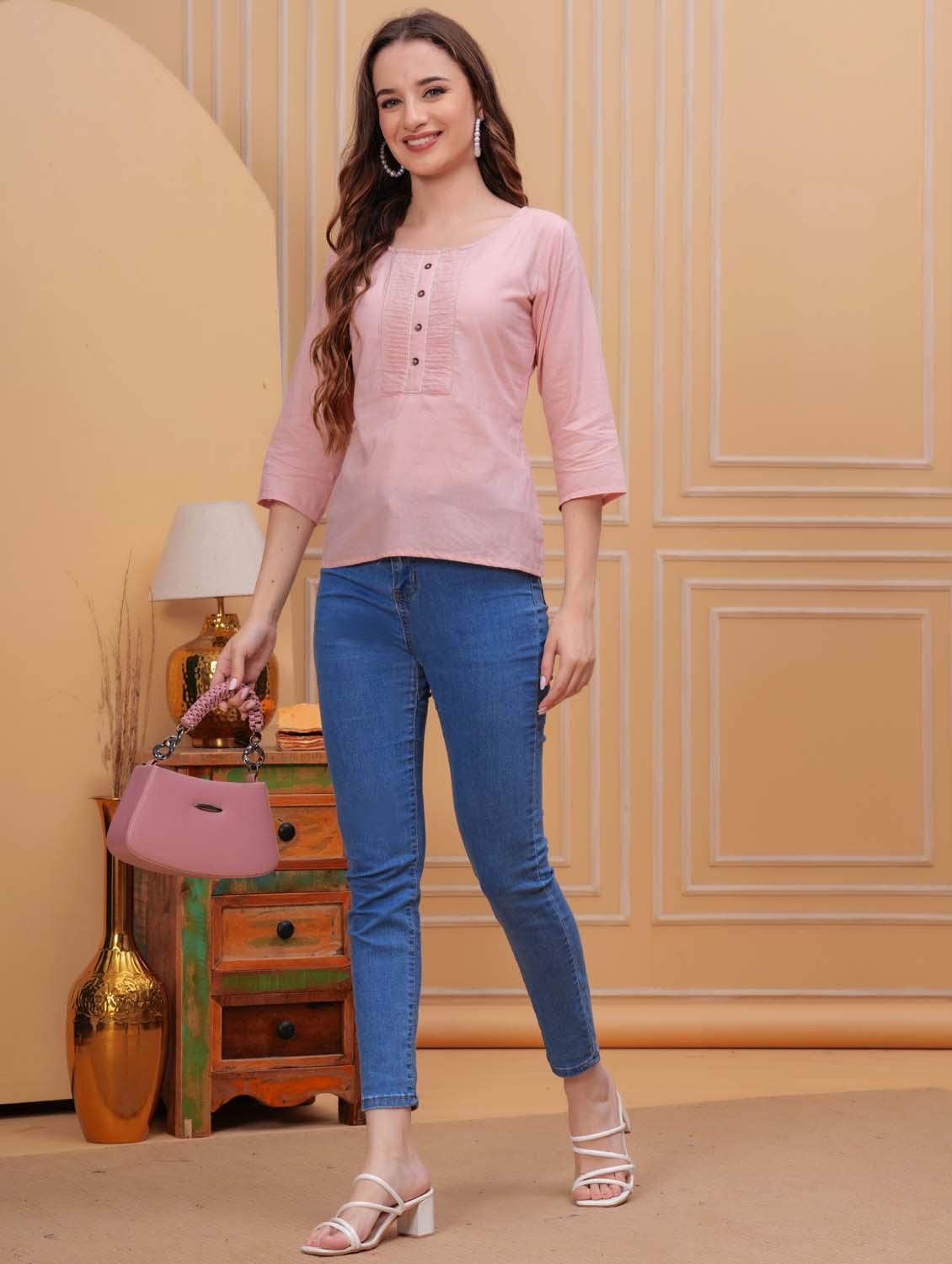 women three quarter sleeve straight kurti - 21966664 - Standard Image - 4