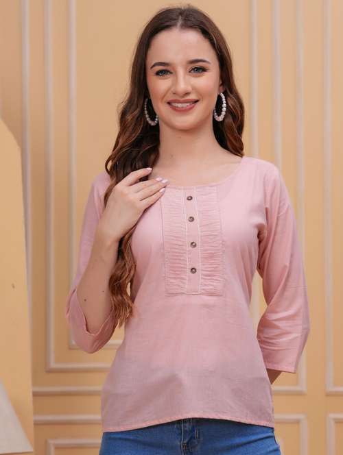 women three quarter sleeve straight kurti - 21966697 - Standard Image - 0