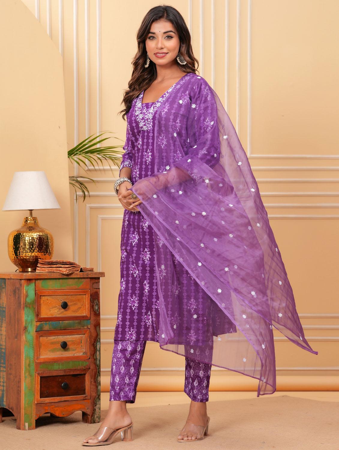 women three quarter sleeve kurta pant with dupatta set - 21966710 - Standard Image - 4