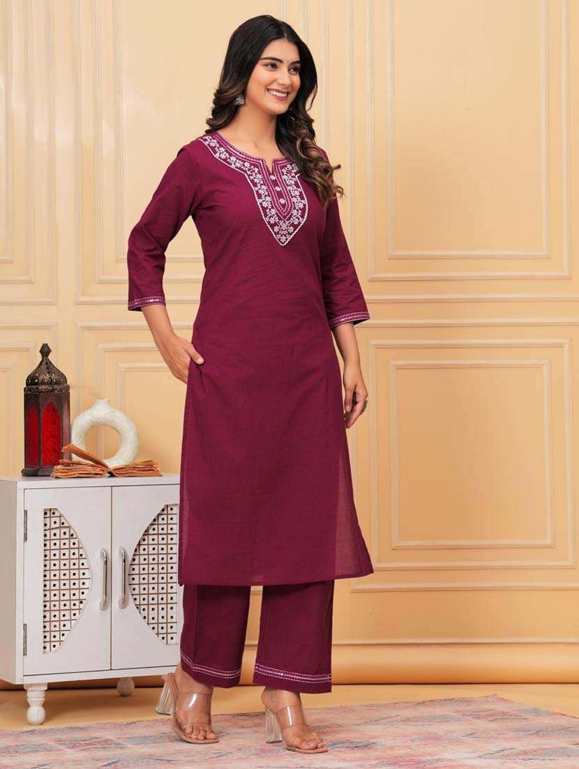 women three quarter sleeve kurta pant with dupatta set - 21966716 - Standard Image - 4