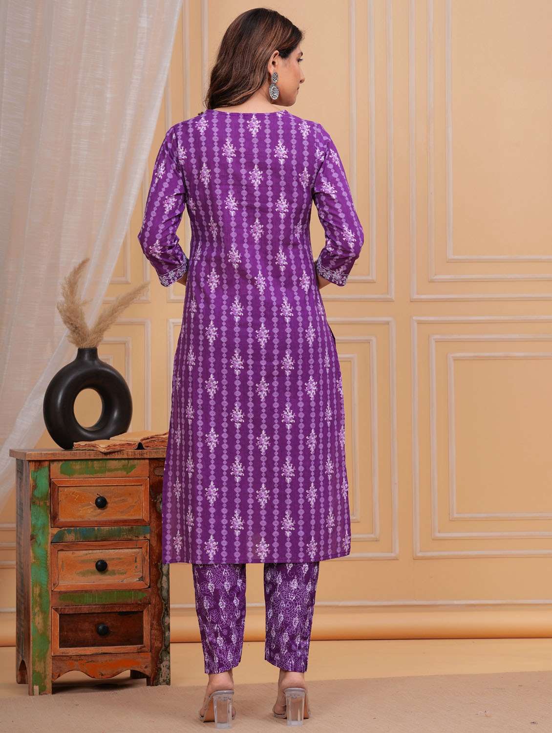 women three quarter sleeve kurta pant with dupatta set - 21966718 - Standard Image - 4
