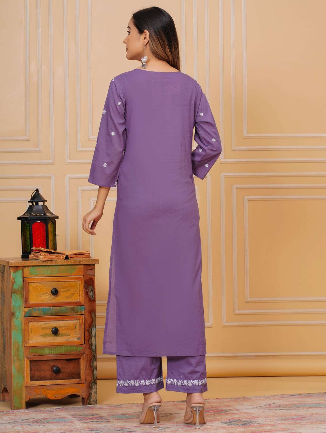women three quarter sleeve kurta pant with dupatta set - 21966742 - Standard Image - 1