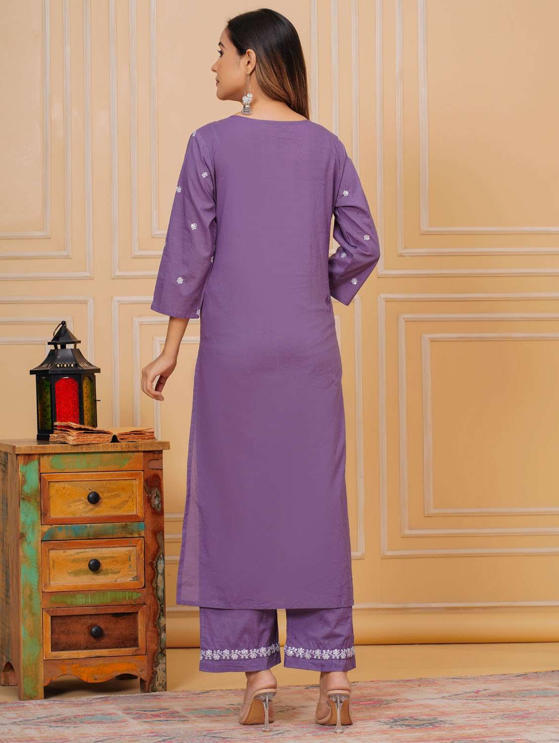 women three quarter sleeve kurta pant with dupatta set - 21966743 - Standard Image - 1