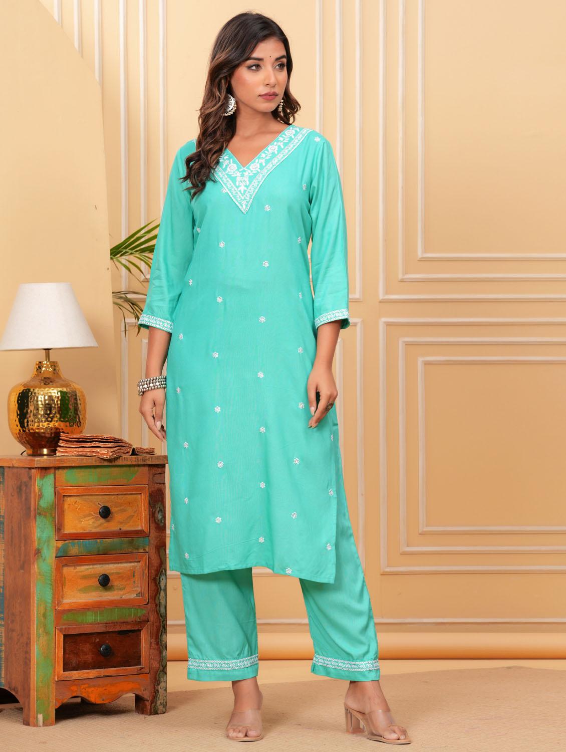 women three quarter sleeve kurta pant with dupatta set - 21966758 - Standard Image - 4