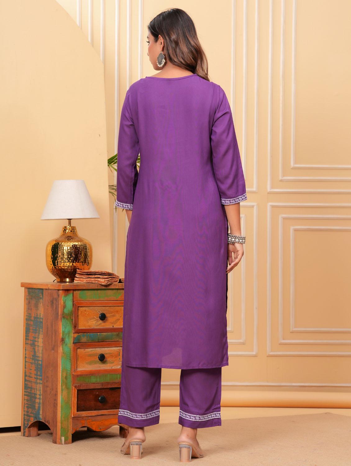 women three quarter sleeve kurta pant with dupatta set - 21966759 - Standard Image - 4
