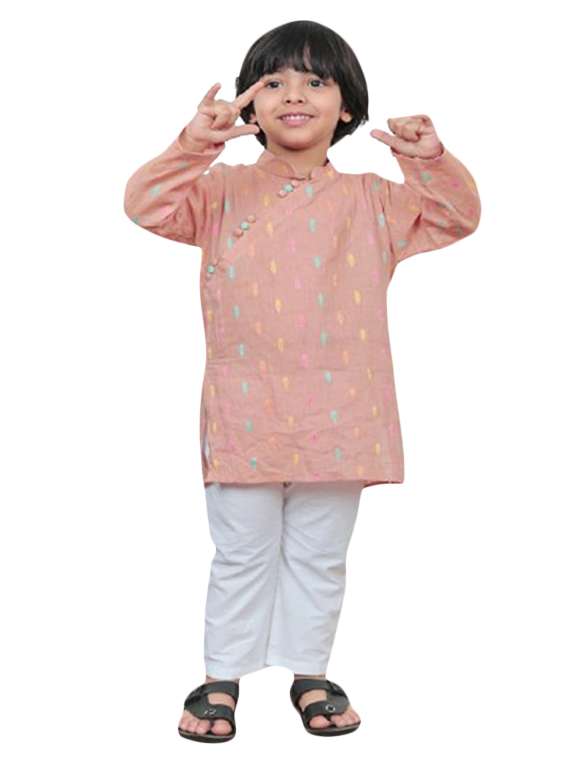 boys self design mandarin neck kurta - 21966775 -  Standard Image - 1