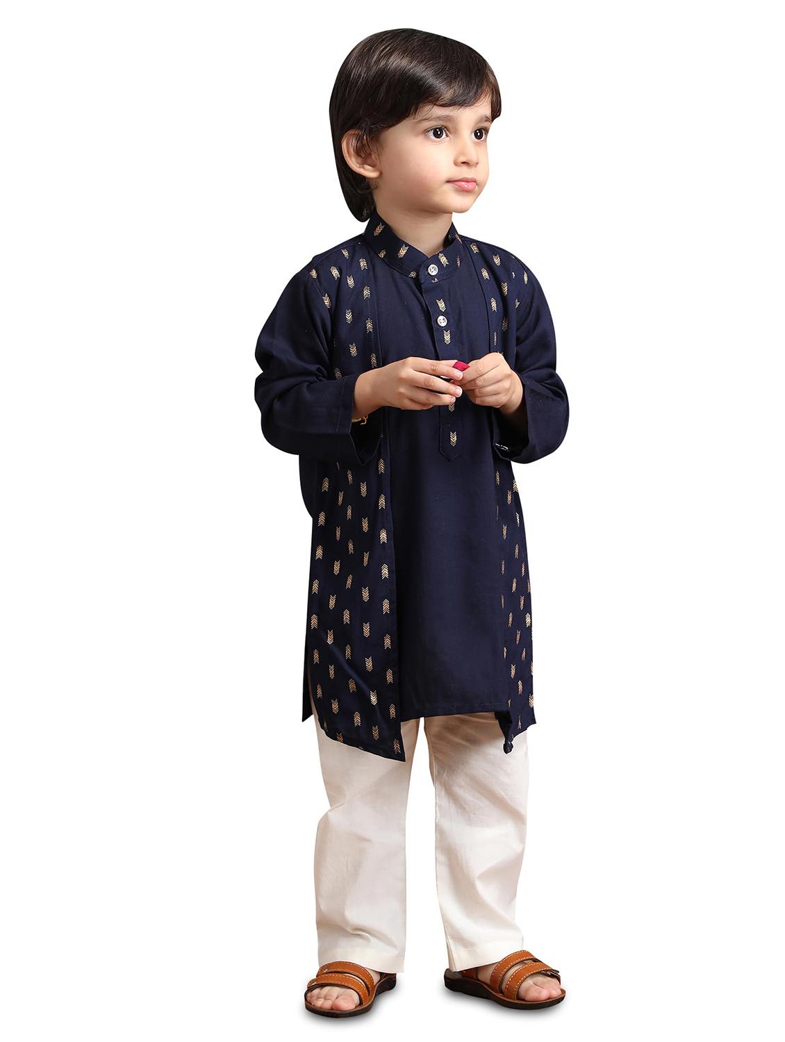 boys printed long sleeve kurta and pyjama set - 21966780 - Standard Image - 1