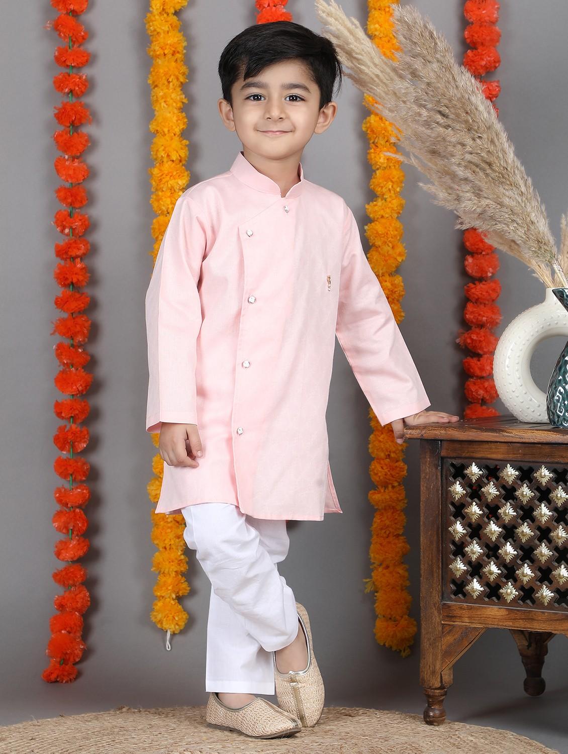 boys solid long sleeve kurta and pyjama set - 21966786 -  Standard Image - 1