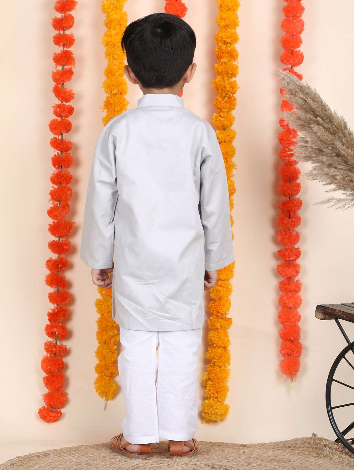 boys solid long sleeve kurta and pyjama set - 21966787 - Standard Image - 4