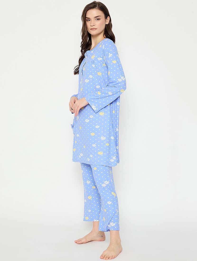 women printed long sleeve nightwear pyjama set - 21966790 -  Standard Image - 4