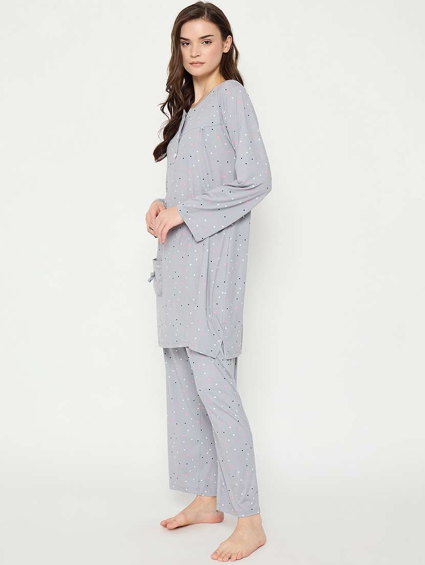 women printed long sleeve nightwear pyjama set - 21966791 -  Standard Image - 4