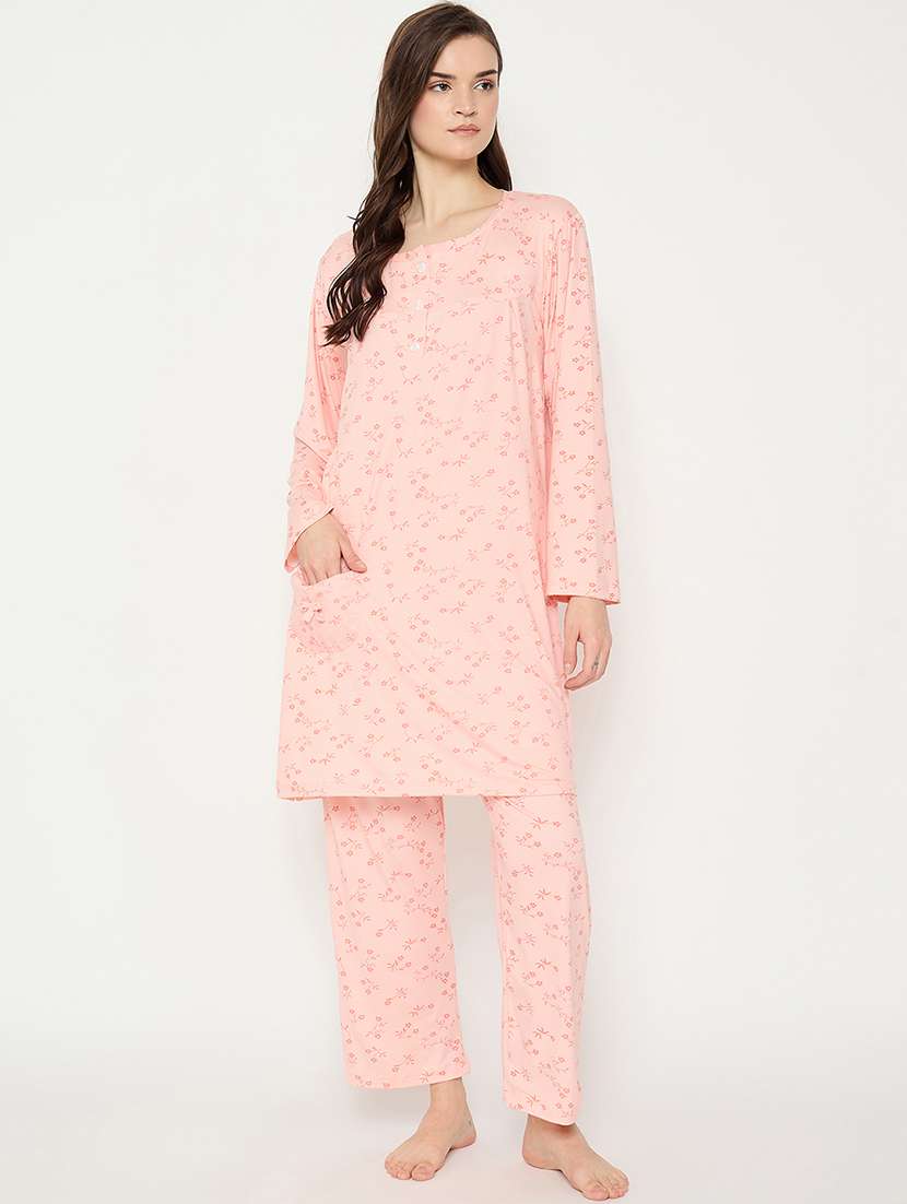 women printed long sleeve nightwear pyjama set - 21966792 -  Standard Image - 1