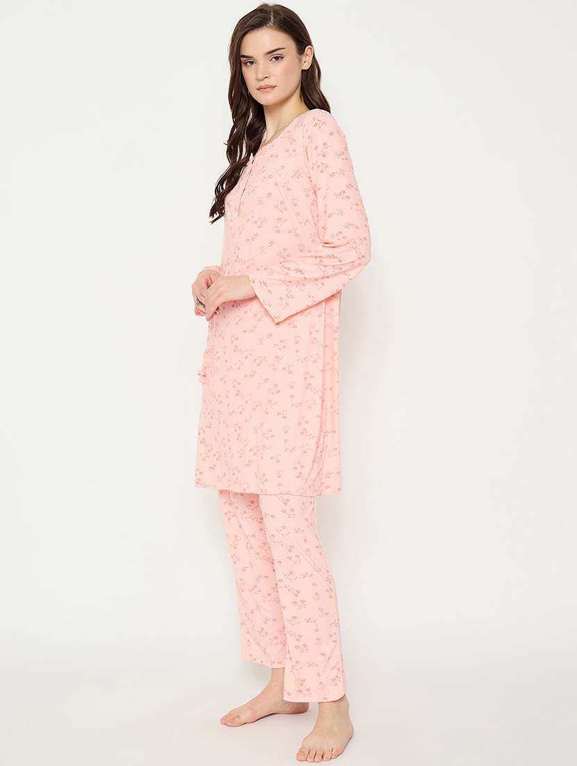 women printed long sleeve nightwear pyjama set - 21966792 -  Standard Image - 4
