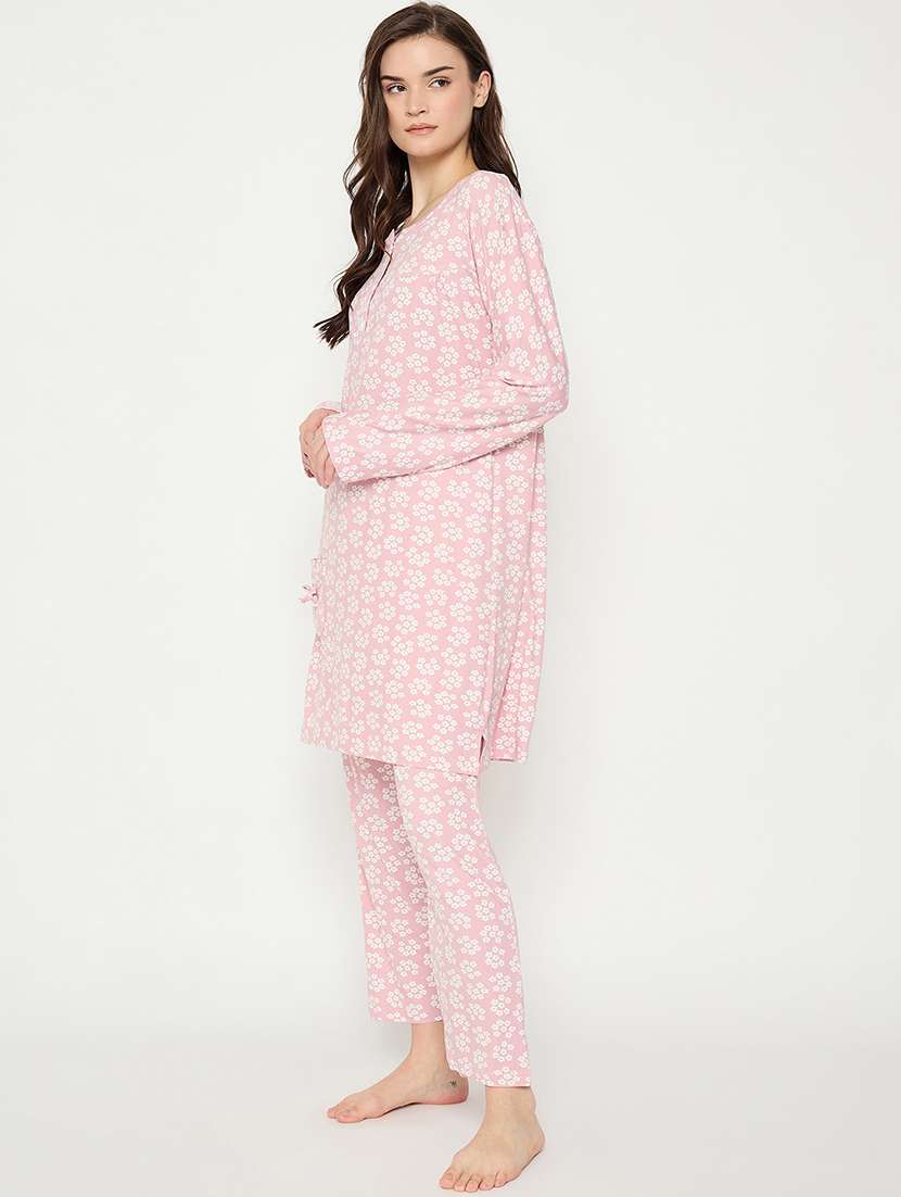 women printed long sleeve nightwear pyjama set - 21966793 -  Standard Image - 4